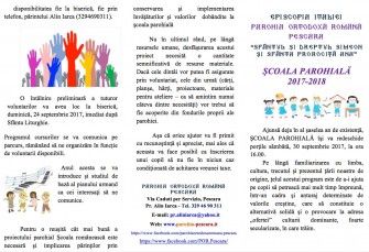 Începerea cursurilor la școala românească a parohiei Pescara